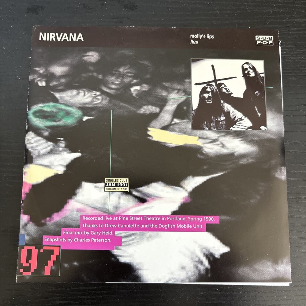 Nirvana 7-inch vinyl single "Molly's Lips" (Live) released by Sub Pop (1991)